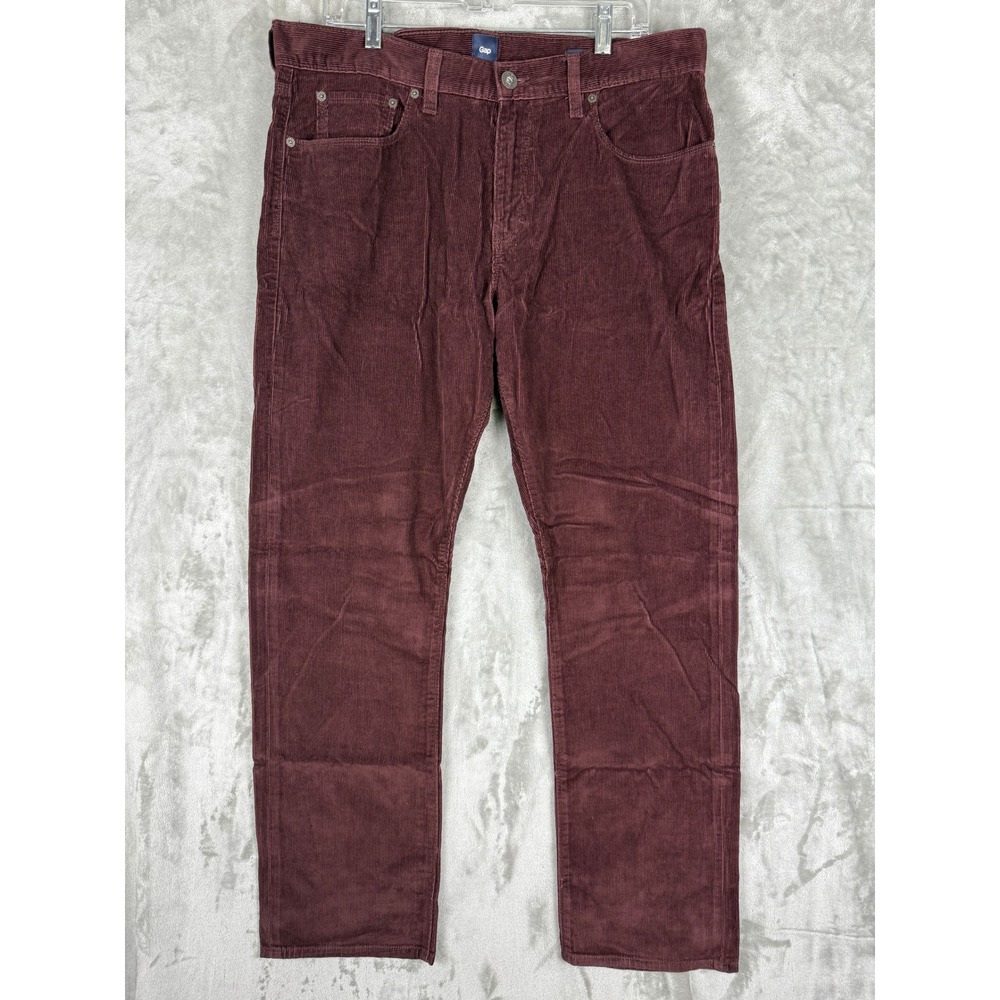 GAP Men Corduroy Straight Fit Pants Burgundy Size 35x32‎ NWOT